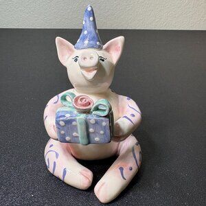 Vintage Amy Lacombe Whimsiclay Birthday Pig